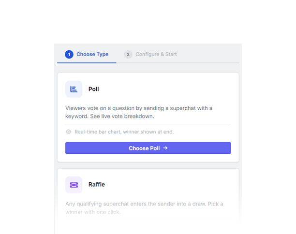 FaneoPlay: polls and giveaways with Super Chat